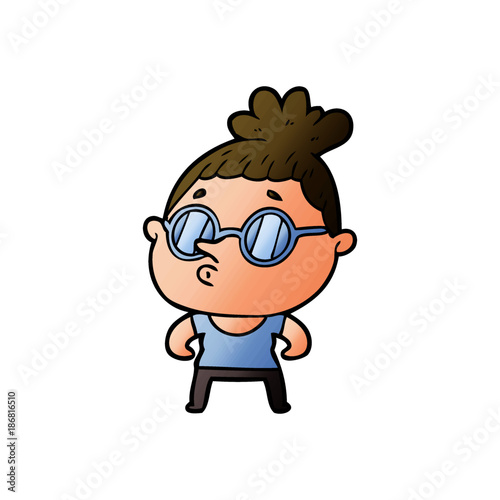cartoon woman wearing glasses © lineartestpilot