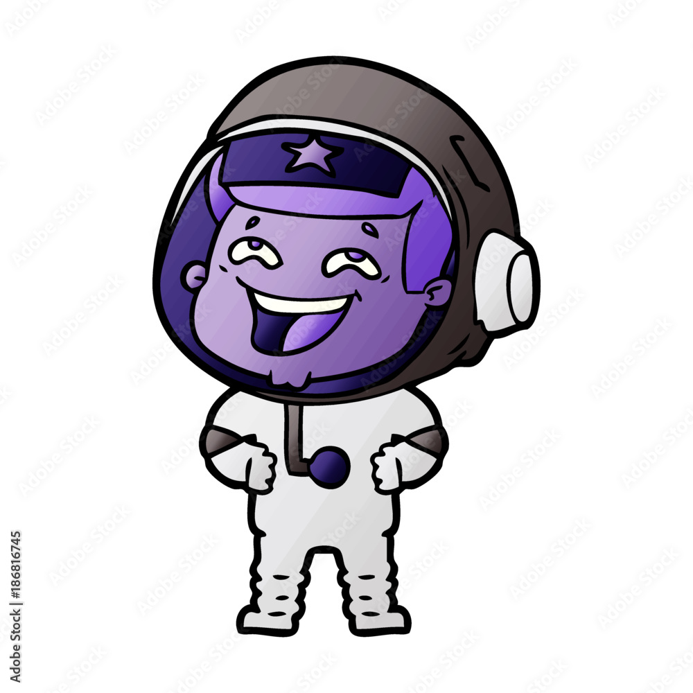 Obraz premium cartoon laughing astronaut