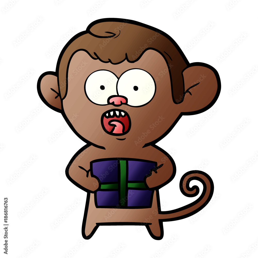 Obraz premium cartoon shocked monkey
