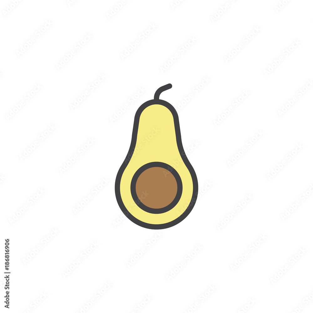 Avocado fresh fruit filled outline icon, line vector sign, linear colorful pictogram isolated on white. Symbol, logo illustration. Pixel perfect vector graphics Avocado fresh fruit filled outline icon, line vector sign, linear colorful pictogram isolated on white. Symbol, logo illustration. Pixel perfect vector graphics