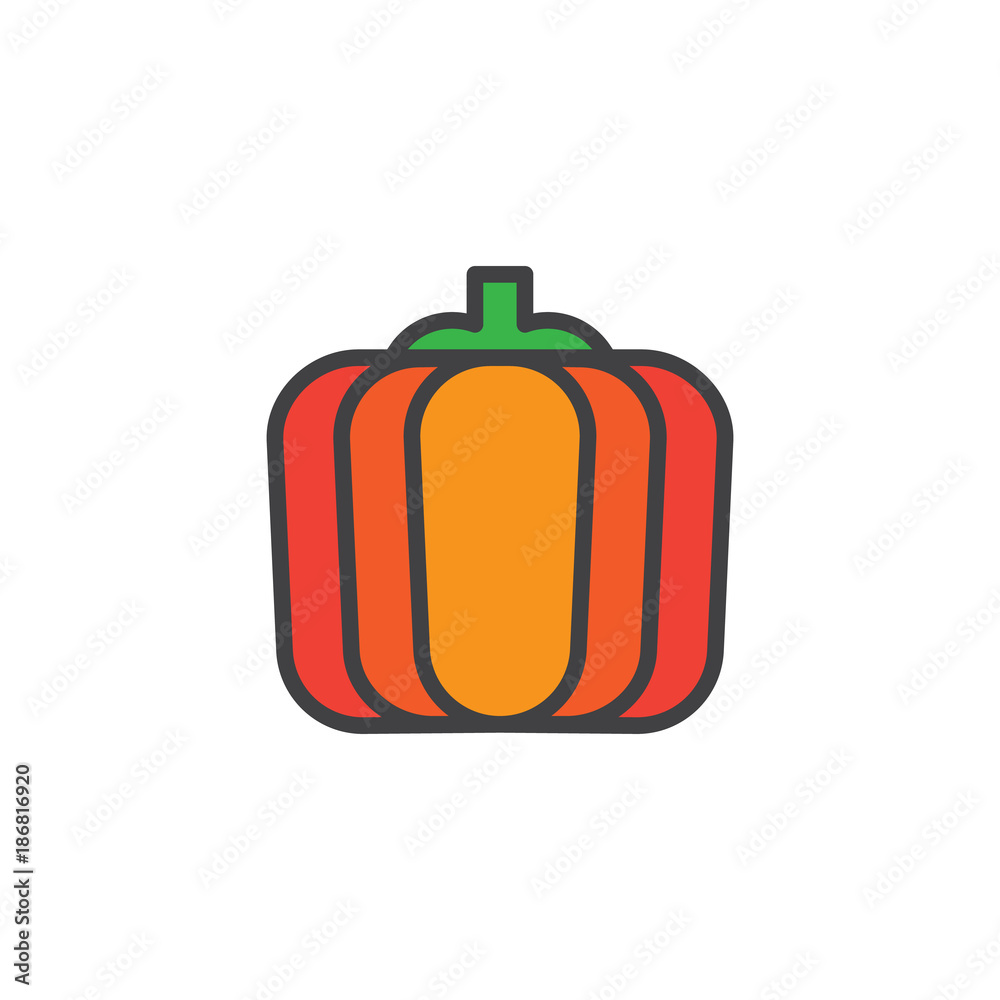 Pumpkin vegetable filled outline icon, line vector sign, linear colorful pictogram isolated on white. Symbol, logo illustration. Pixel perfect vector graphics Pumpkin vegetable filled outline icon, line vector sign, linear colorful pictogram isolated on white. Symbol, logo illustration. Pixel perfect vector graphics