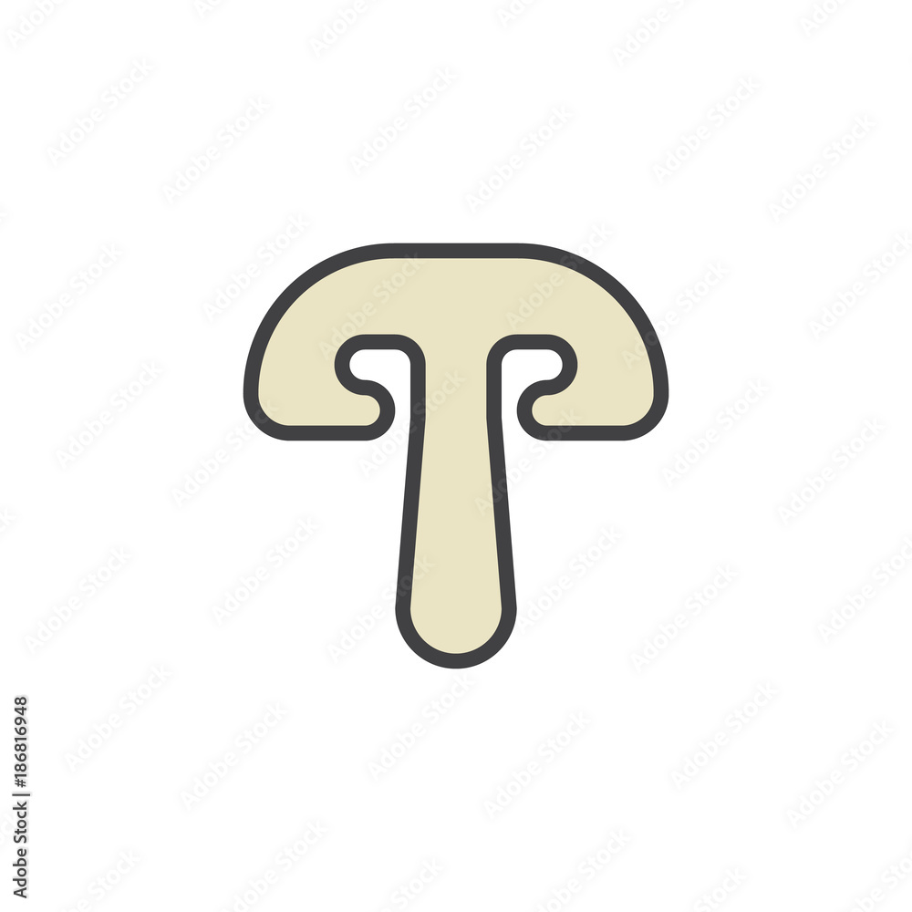 Mushroom vegetable filled outline icon, line vector sign, linear colorful pictogram isolated on white. Symbol, logo illustration. Pixel perfect vector graphics Mushroom vegetable filled outline icon, line vector sign, linear colorful pictogram isolated on white. Symbol, logo illustration. Pixel perfect vector graphics
