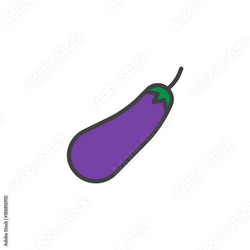 Aubergine vegetable filled outline icon, line vector sign, linear colorful pictogram isolated on white. Eggplant food symbol, logo illustration. Pixel perfect vector graphics