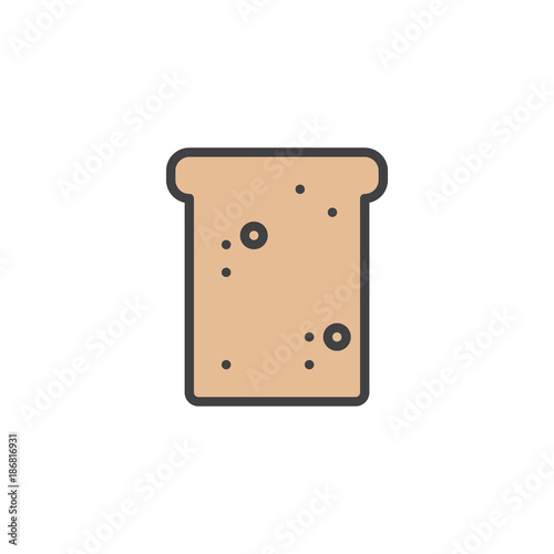 Toast bred filled outline icon, line vector sign, linear colorful pictogram isolated on white. Breakfast symbol, logo illustration. Pixel perfect vector graphics