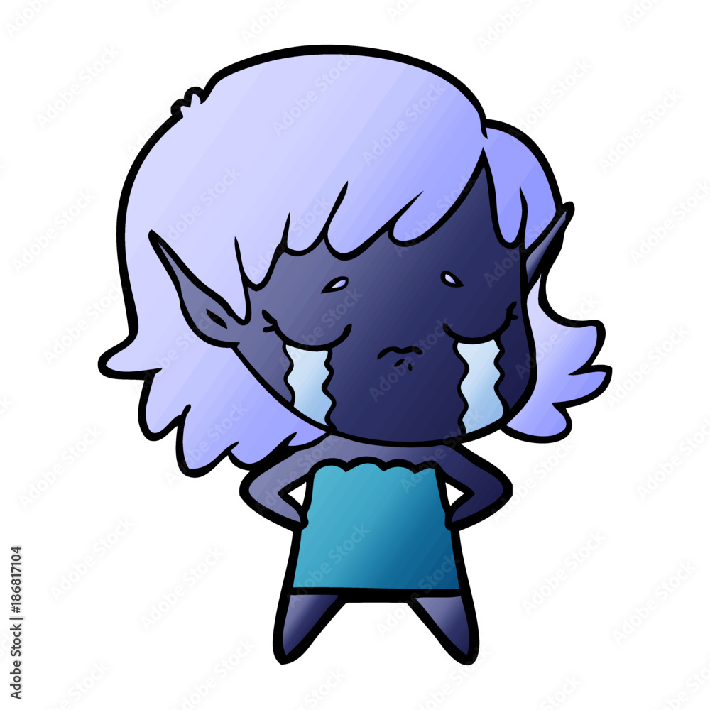 crying cartoon elf girl