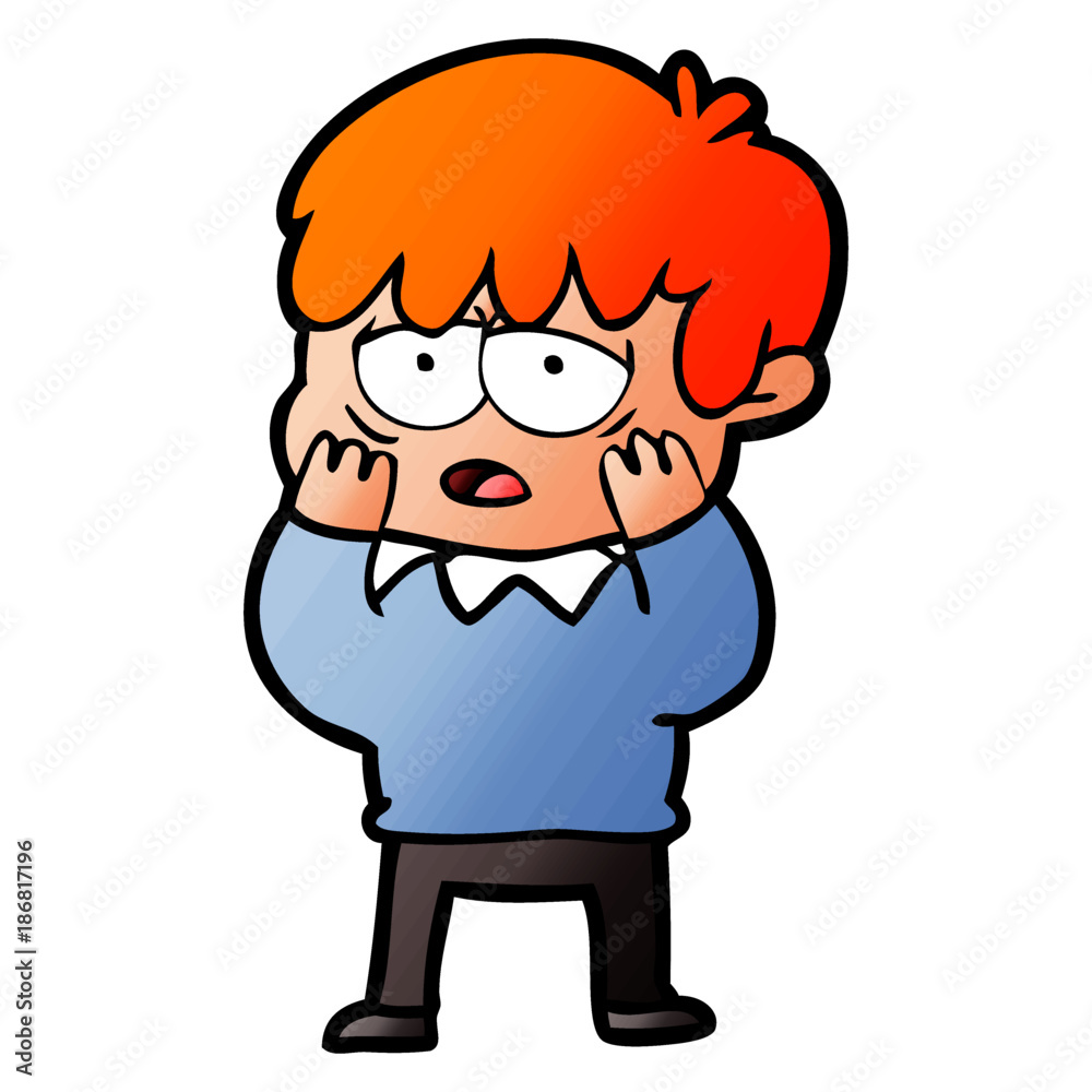 Fototapeta premium cartoon exhausted boy