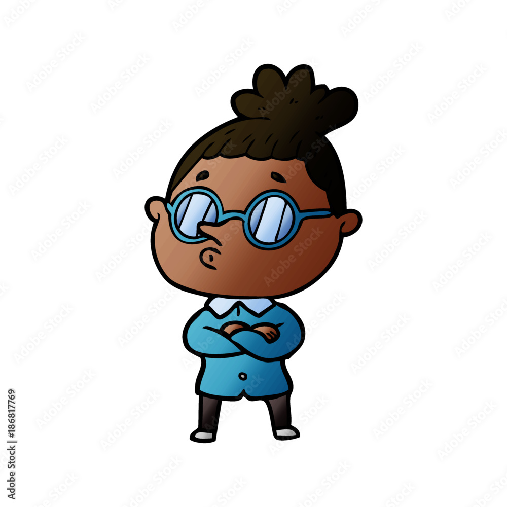 cartoon woman wearing glasses