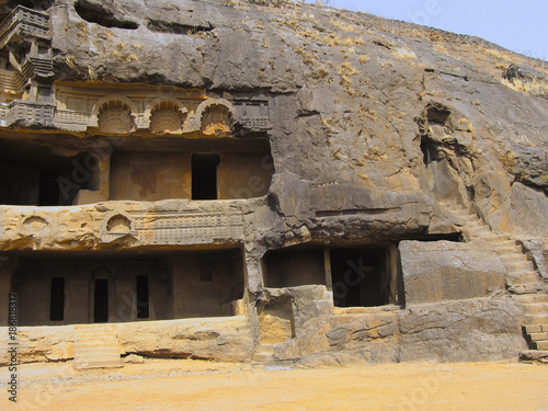 Baja caves, Entrance. These Buddhist caves date back to the 1st and 2nd century BC. Cave No. 12. One of the finest caves in Maharashtra, India photo