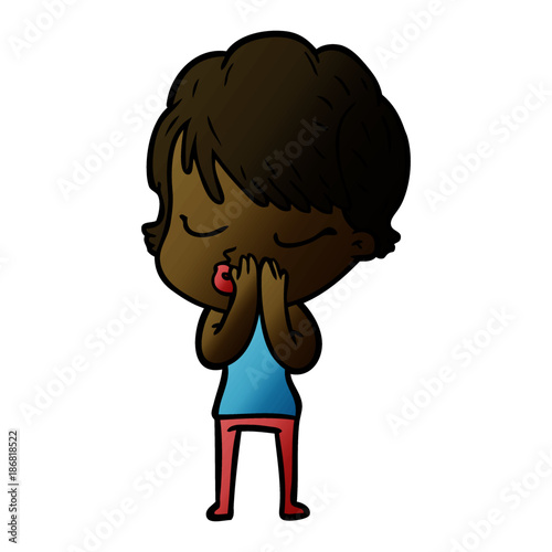 cartoon woman with eyes shut