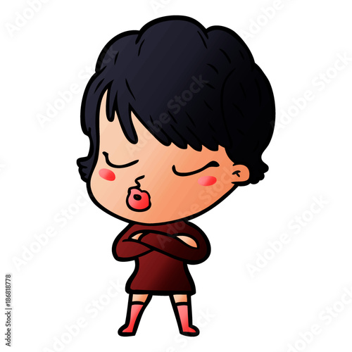 cartoon woman with eyes shut