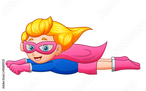 Cartoon superhero girl flying