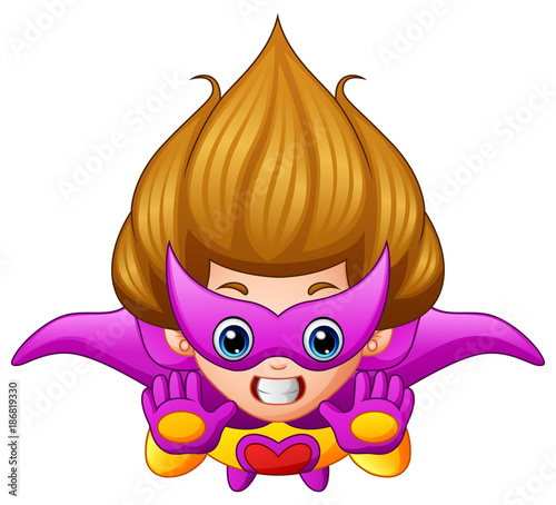 Cartoon superhero girl flying