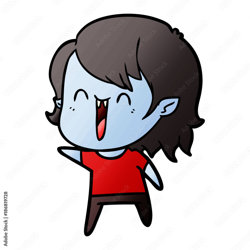 cute cartoon happy vampire girl