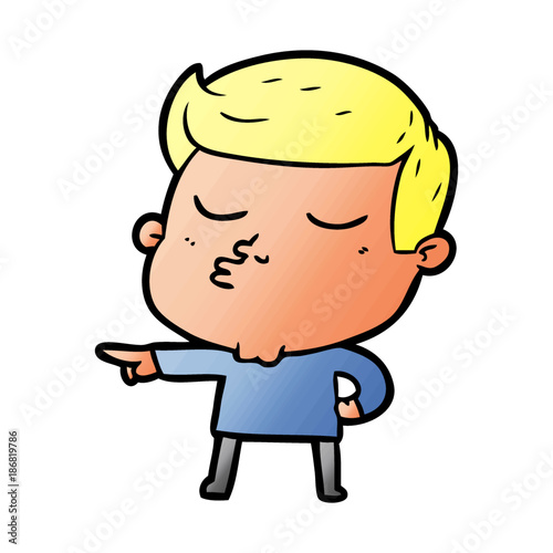 cartoon model guy pouting