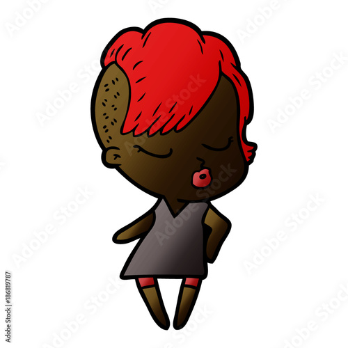 cartoon pretty hipster girl