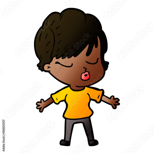 cartoon woman with eyes shut