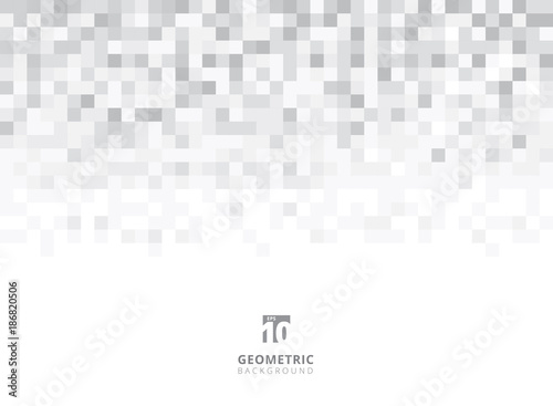 Abstract squares geometric gray and white background with copy space. Pixel, Grid, Mosaic.