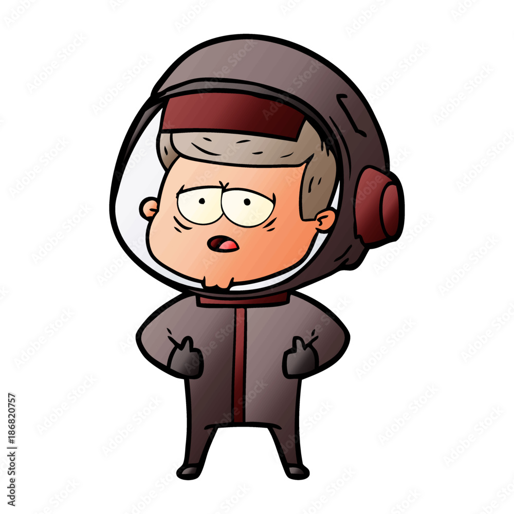 cartoon tired astronaut