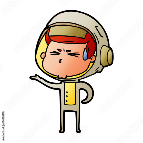 cartoon stressed astronaut