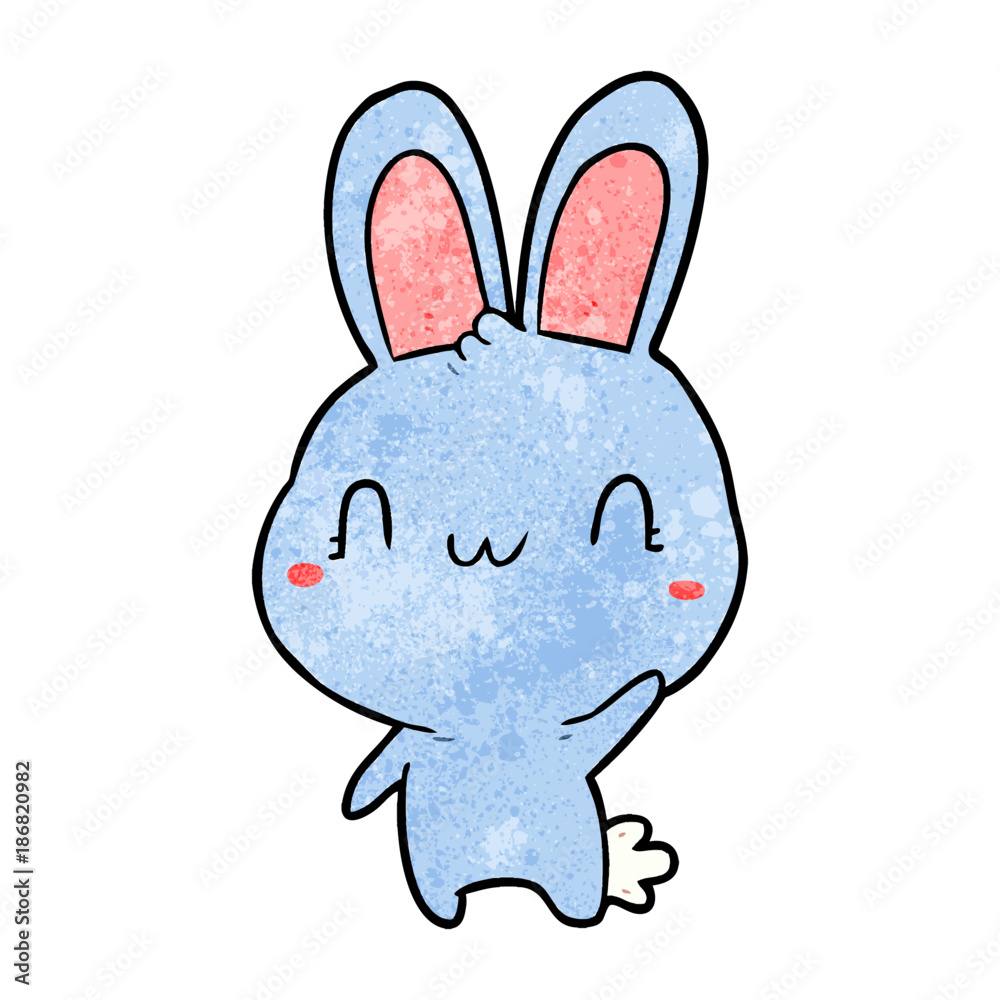 cute cartoon rabbit waving