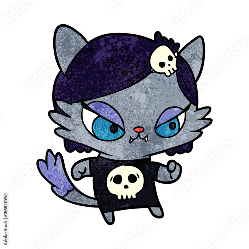 cute cartoon tough cat girl