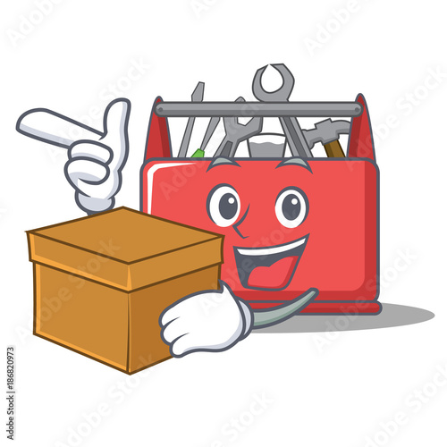 With box tool box character cartoon