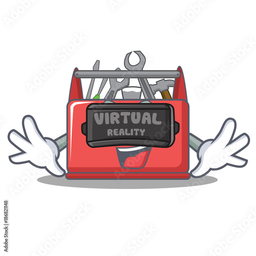 With virtual reality tool box character cartoon