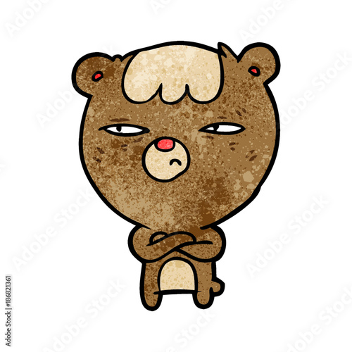 cartoon annoyed bear with arms crossed