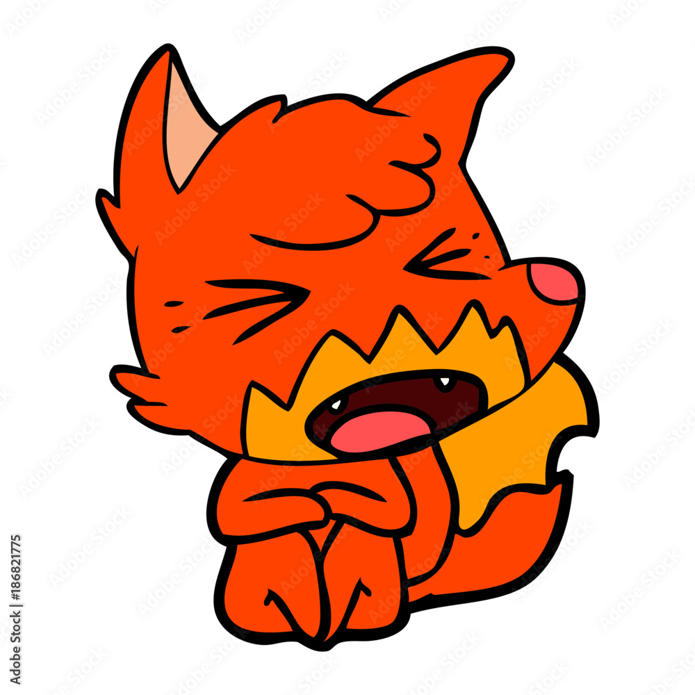angry cartoon fox sitting on floor angry cartoon fox sitting on floor