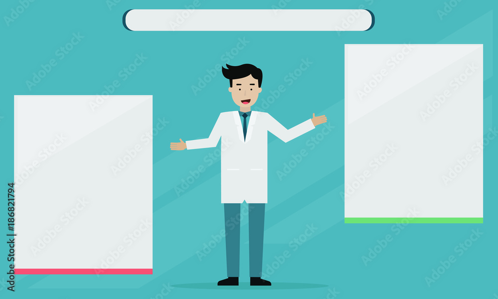 Fototapeta premium Smart Doctor with medicine info graphic text box.