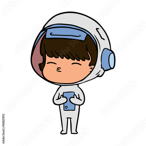 cartoon curious astronaut