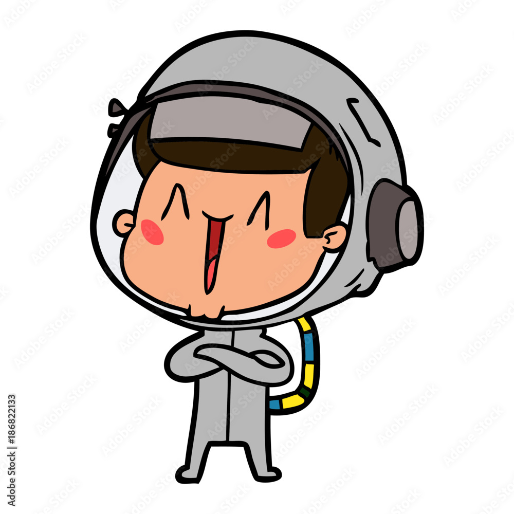 happy cartoon astronaut