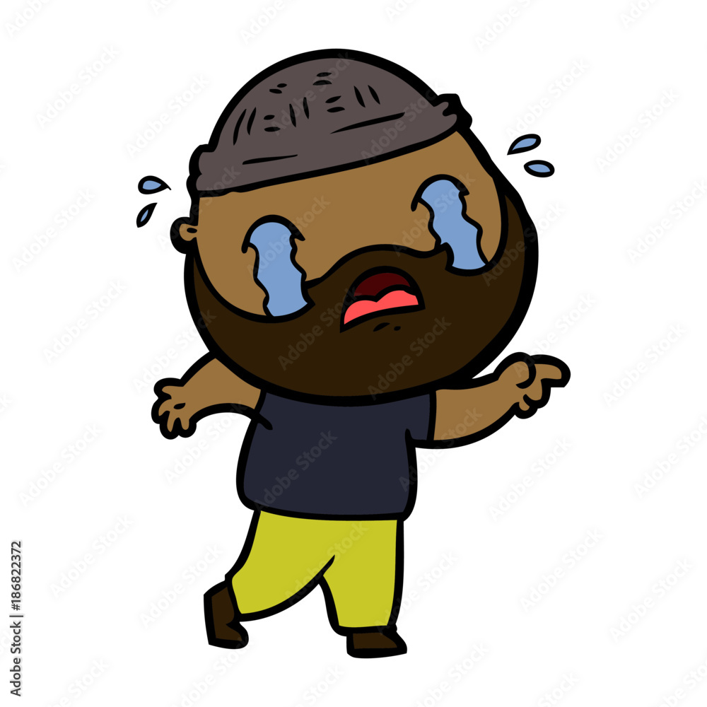 Obraz premium cartoon bearded man crying