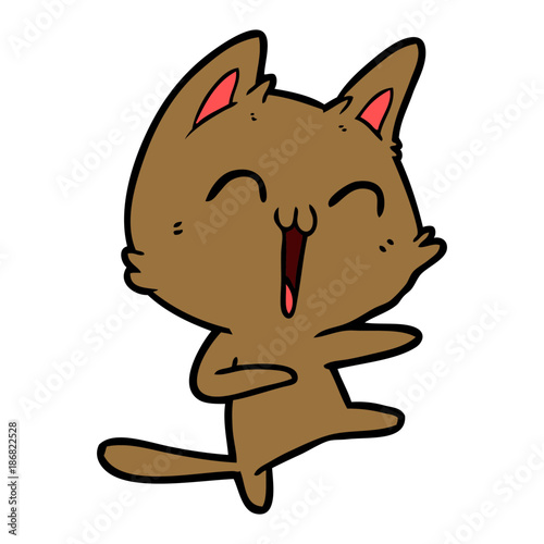 happy cartoon cat meowing