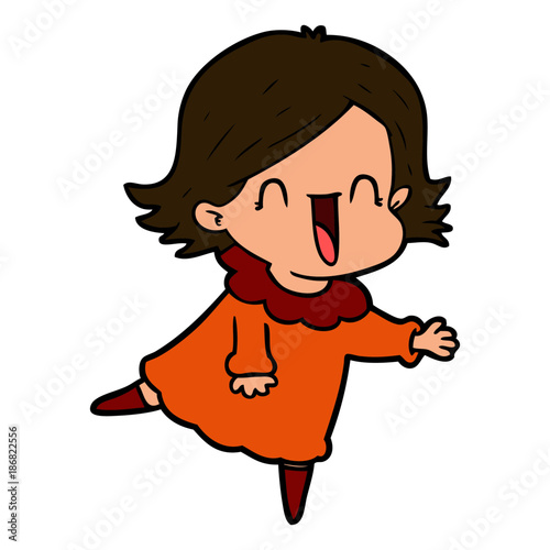 cartoon happy woman