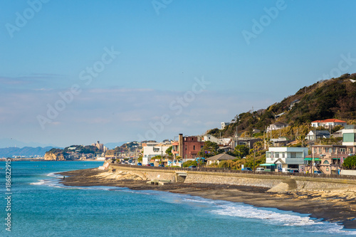 Enoshima Island is beautiful island with ancient history and the many beaches in the area. on clear days, most beautiful views of Mt. Fuji. Enoshima Island is in Kamakura, Japan