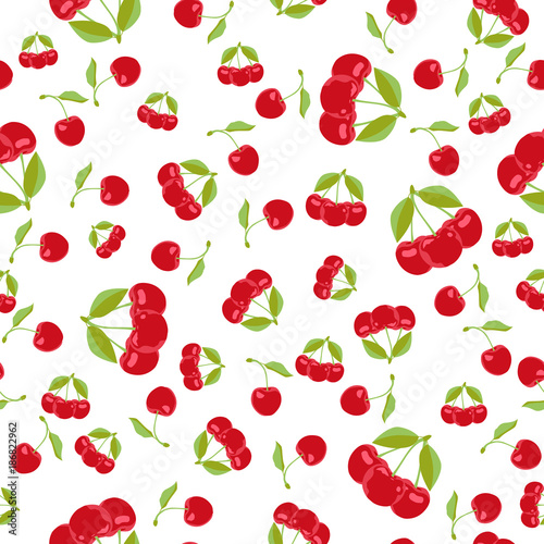 Cherry seamless pattern. Vector texture for textile  wrapping  wallpapers and other surfaces. Flat vector.