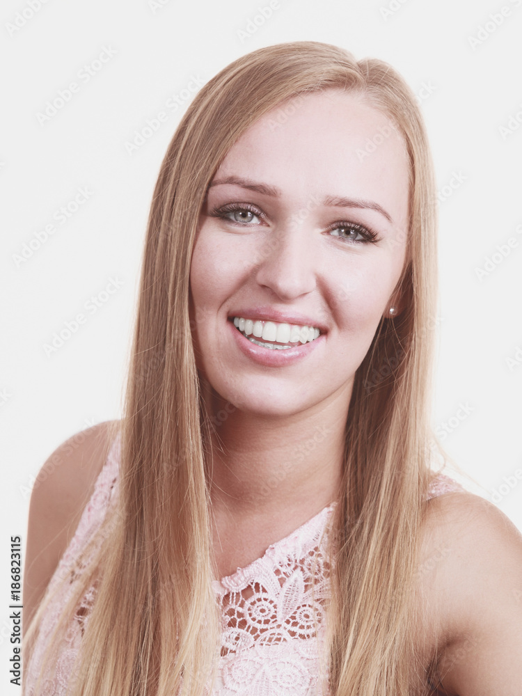 Happy positive smiling blonde woman Happy positive smiling blonde woman