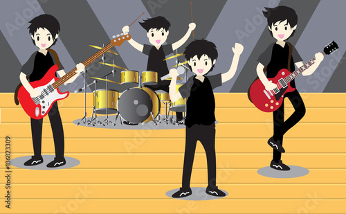 Musicians Jazz band ,Play Saxophone,bassist ,Piano, .Jazz band.Vector illustration isolated on background in cartoon style