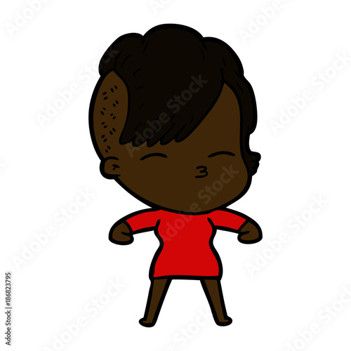 cartoon squinting girl