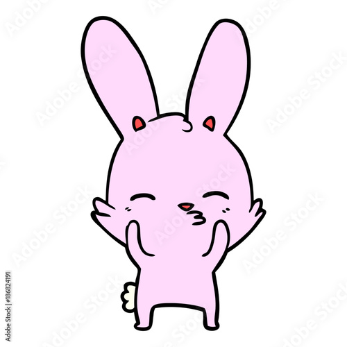 curious waving bunny cartoon