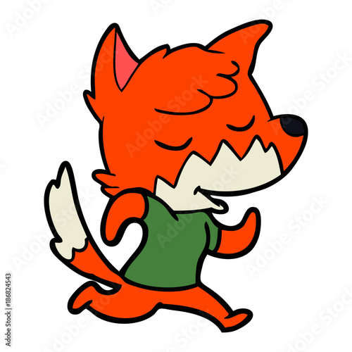 friendly cartoon fox running