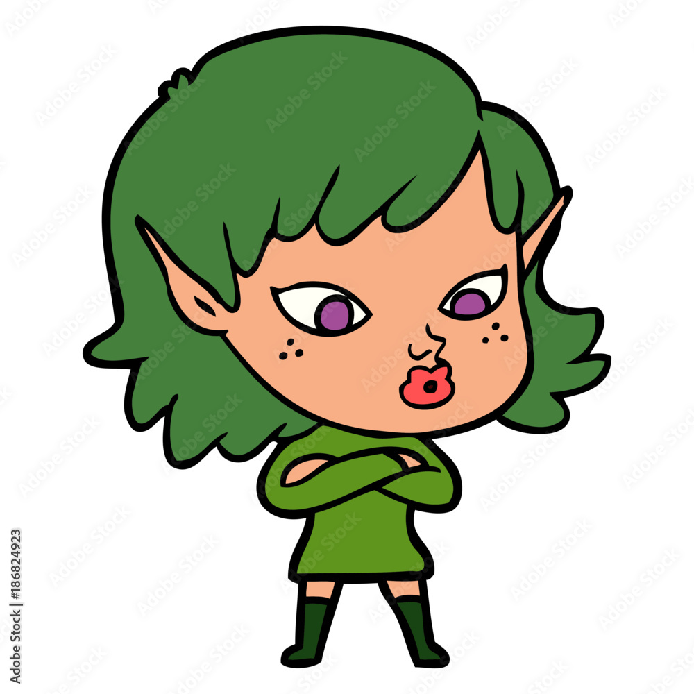 pretty cartoon elf girl pretty cartoon elf girl