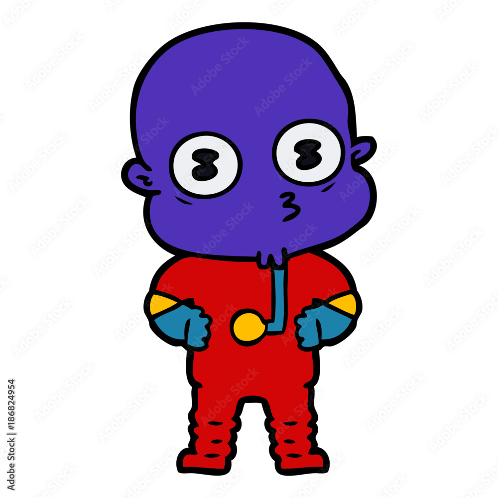 Naklejka premium cartoon weird bald spaceman