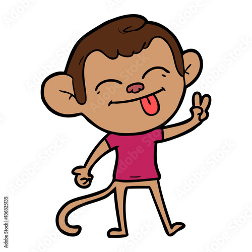 funny cartoon monkey making peace sign