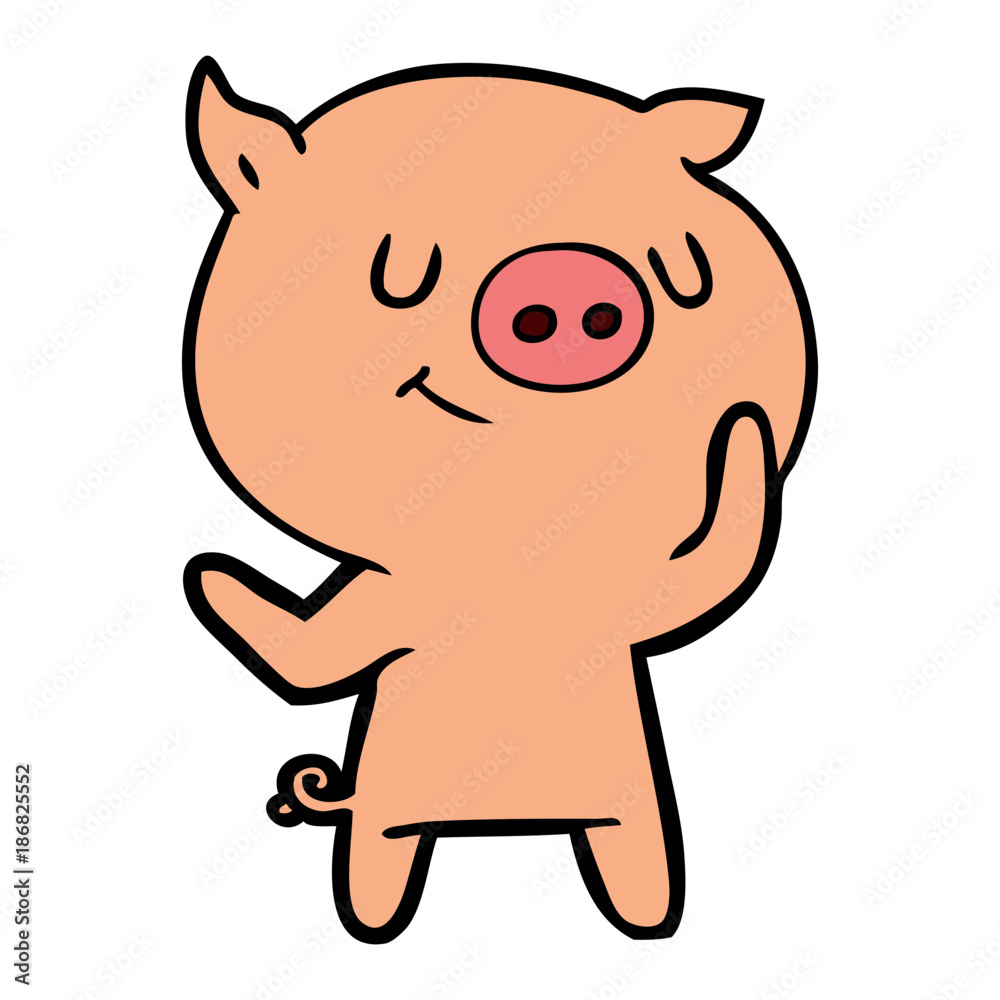 happy cartoon pig