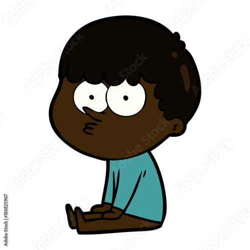 cartoon boy sat waiting