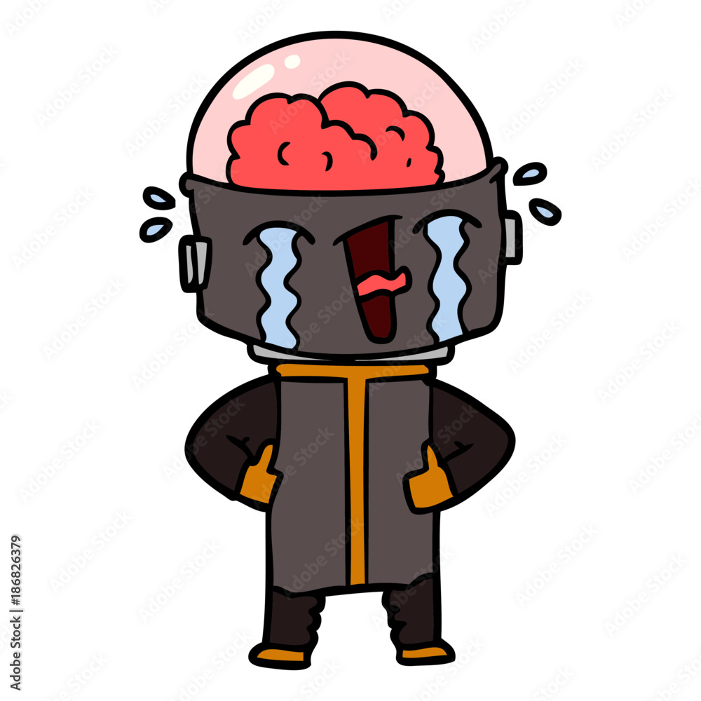 Obraz premium cartoon crying robot