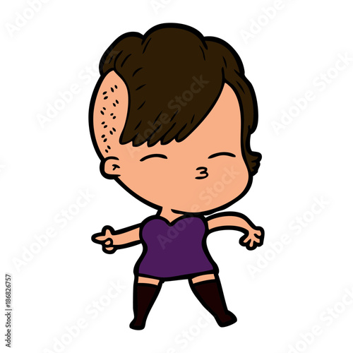 cartoon squinting girl