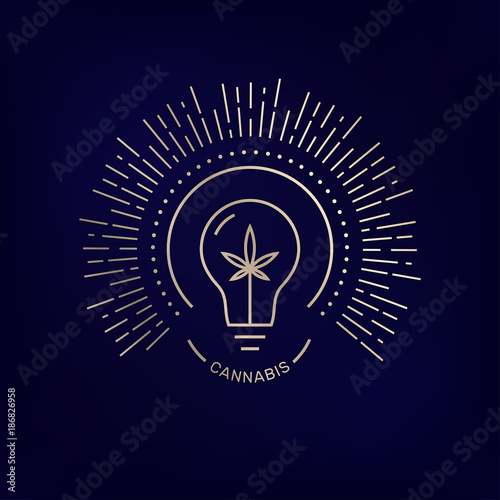 Idea bulb with marijuana leaf emblem © svetabelaya